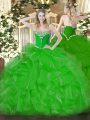 Latest Organza Sleeveless Floor Length Ball Gown Prom Dress and Beading and Ruffles