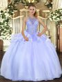 Glorious Halter Top Sleeveless Organza Quinceanera Gowns Beading Lace Up