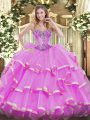 Clearance Sleeveless Beading and Ruffles Lace Up Sweet 16 Quinceanera Dress