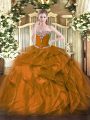 Nice Floor Length Brown Ball Gown Prom Dress Sweetheart Sleeveless Lace Up