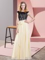 Fine Sleeveless Lace Up Floor Length Lace and Belt Womens Party Dresses