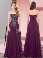 Sweetheart Sleeveless Lace Up Prom Dresses Dark Purple Chiffon