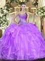 Floor Length Lilac Quinceanera Gown Sweetheart Sleeveless Lace Up