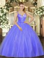 Vintage Lavender Lace Up Quinceanera Dress Beading Sleeveless Floor Length
