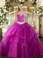 Sleeveless Appliques and Ruffled Layers Lace Up Quinceanera Dresses