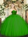 Elegant Green Ball Gowns Tulle Sweetheart Sleeveless Ruffles Floor Length Zipper Sweet 16 Dress
