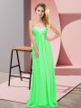 Chic Apple Green Chiffon Lace Up Casual Dresses Sleeveless Floor Length Ruching