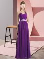 Adorable Chiffon Sweetheart Sleeveless Lace Up Beading Prom Party Dress in Purple