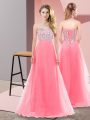 Affordable Sweetheart Sleeveless Tulle Prom Evening Gown Beading Lace Up