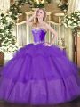 Fashion Sleeveless Beading and Ruffled Layers Lace Up Vestidos de Quinceanera