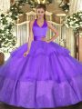 Superior Sleeveless Lace Up Floor Length Ruffled Layers Sweet 16 Quinceanera Dress