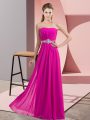 Modern Fuchsia Strapless Neckline Beading Homecoming Dress Sleeveless Lace Up