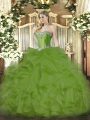 Luxury Sweetheart Sleeveless Organza 15 Quinceanera Dress Beading and Ruffles Lace Up