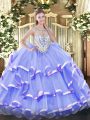 Adorable Sleeveless Beading and Ruffled Layers Zipper Quinceanera Gowns