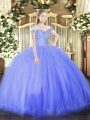Vintage Blue Sleeveless Beading Floor Length Sweet 16 Dresses