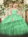 Floor Length Ball Gowns Sleeveless Green Quinceanera Gowns Zipper