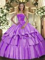 Best Sleeveless Lace Up Floor Length Beading and Ruffled Layers Quinceanera Dresses