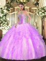 Sweetheart Sleeveless Tulle Sweet 16 Quinceanera Dress Beading and Ruffles Lace Up