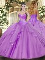 Ball Gowns Quinceanera Dress Lavender Sweetheart Tulle Sleeveless Floor Length Side Zipper