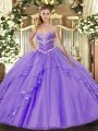 Best Selling Lavender Quinceanera Gowns Military Ball and Sweet 16 and Quinceanera with Beading and Ruffles Sweetheart Sleeveless Lace Up