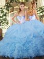 Organza Sleeveless Ball Gown Prom Dress and Beading and Ruffles and Pick Ups