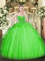 Dazzling Ball Gowns Lace 15 Quinceanera Dress Lace Up Tulle Sleeveless Floor Length