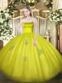 Elegant Olive Green Zipper Quinceanera Dresses Appliques Sleeveless Floor Length