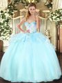 Comfortable Ball Gowns Quinceanera Dress Apple Green Sweetheart Organza Sleeveless Floor Length Lace Up