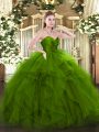 Elegant Green Sleeveless Floor Length Ruffles Zipper Sweet 16 Dresses