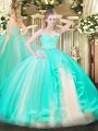 Apple Green Sweetheart Zipper Beading and Lace and Ruffles Sweet 16 Dresses Sleeveless