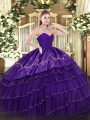 Glamorous Sleeveless Embroidery and Ruffled Layers Zipper 15 Quinceanera Dress