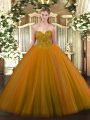 Glittering Sleeveless Beading Lace Up Quince Ball Gowns