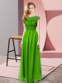 Artistic Floor Length Zipper Prom Gown Green for Prom and Party with Lace