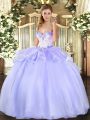 Exceptional Lavender Sleeveless Beading Floor Length 15 Quinceanera Dress