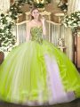 Flirting Floor Length Yellow Green Quinceanera Gown Sweetheart Sleeveless Lace Up