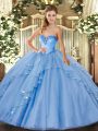Sweet Blue Sweetheart Neckline Beading and Ruffles Sweet 16 Dresses Sleeveless Lace Up