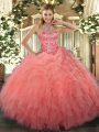 Sumptuous Sleeveless Lace Up Floor Length Beading and Embroidery Sweet 16 Quinceanera Dress