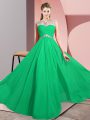 Excellent Green Sleeveless Beading Floor Length Prom Party Dress