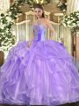 Organza Sleeveless Floor Length Sweet 16 Quinceanera Dress and Beading and Ruffles