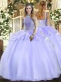 Decent Organza Sleeveless Floor Length 15 Quinceanera Dress and Beading