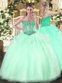 Adorable Apple Green Lace Up Sweetheart Beading Quinceanera Dress Organza Sleeveless