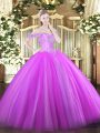 Top Selling Off The Shoulder Sleeveless Tulle Sweet 16 Dresses Beading Lace Up