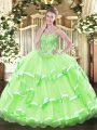 Best Selling Ball Gowns Organza Sweetheart Sleeveless Appliques and Ruffled Layers Floor Length Lace Up Sweet 16 Quinceanera Dress