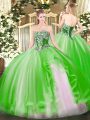 Ball Gowns Strapless Sleeveless Tulle Floor Length Lace Up Beading and Ruffles 15th Birthday Dress