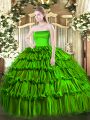 Comfortable Floor Length Zipper Sweet 16 Dress for Military Ball and Sweet 16 and Quinceanera with Ruffled Layers