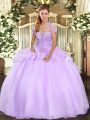 Appliques Quince Ball Gowns Lavender Lace Up Sleeveless Floor Length