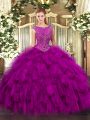 Sleeveless Beading and Ruffles Zipper Sweet 16 Dress