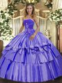 Sophisticated Sleeveless Lace Up Floor Length Beading and Ruffled Layers Ball Gown Prom Dress
