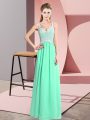 Floor Length Empire Sleeveless Apple Green Prom Evening Gown Zipper