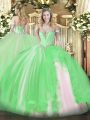 Tulle Sweetheart Sleeveless Lace Up Beading and Ruffles Quinceanera Dress in